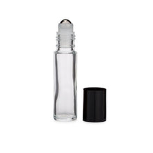 Load image into Gallery viewer, 2.7 Dram (10 ml) Glass Vials with Stainless Steel Roller Ball & Black PP Cap