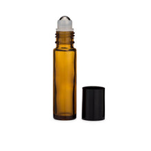 Load image into Gallery viewer, 2.7 Dram (10 ml) Glass Vials with Stainless Steel Roller Ball & Black PP Cap
