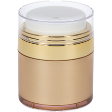 Load image into Gallery viewer, Airless Jar, Clear Cap, Shiny Gold Collar, Gold Body