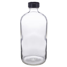 Load image into Gallery viewer, 16 oz Glass Boston Round Bottles (Black Phenolic Cap)
